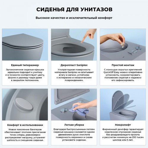 Унитаз Wellsee Pure BY Wellsee 182605001 подвесной цвет Серый матовый с сиденьем Микролифт