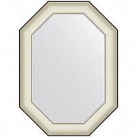 Зеркало Evoform Octagon 74x54 BY 7442 в багетной раме - Белая кожа с хромом 78 мм стекло
