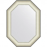 Зеркало Evoform Octagon 74x54 BY 7442 в багетной раме - Белая кожа с хромом 78 мм стекло