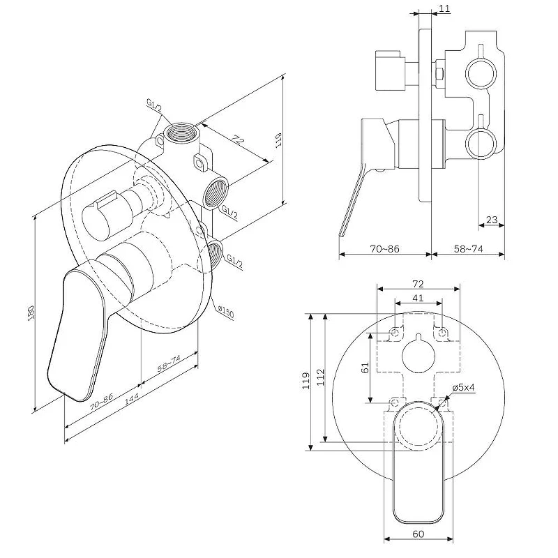 Смеситель для душа AM.PM X-Joy F85A55022 цвет Черный матовый