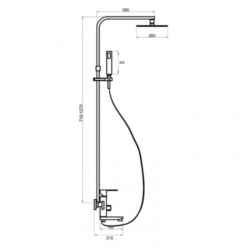 Душевая система Ростовская Мануфактура Сантехники SUS125-009DK Нержавеющая сталь нержавеющая сталь на стену
