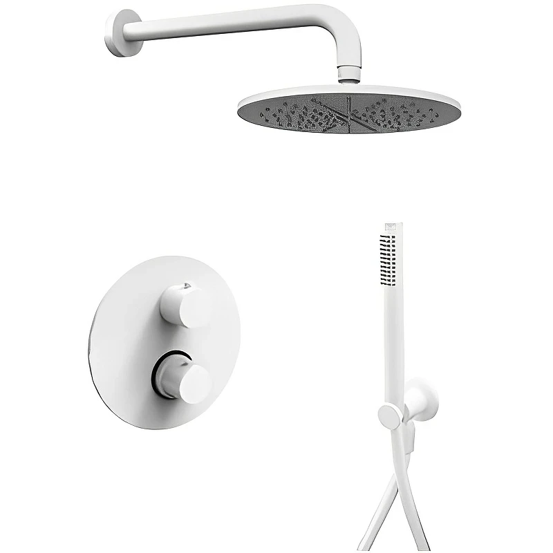 Душевая система Paffoni Light KITLIQ018BO с термостатом Белая матовая латунь встраиваемый