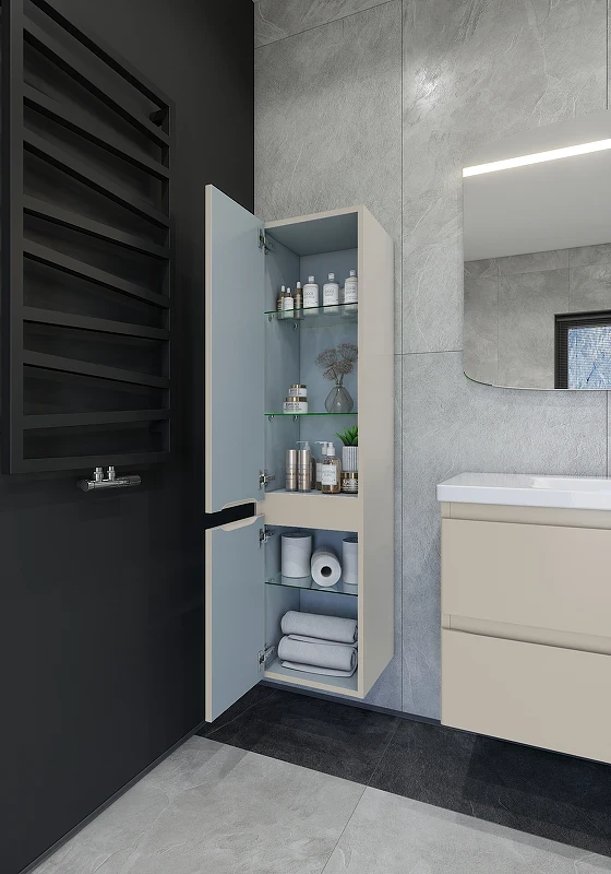 Шкаф пенал Caprigo Forte 35 L 36150L-SF023 подвесной цвет Беж лайт