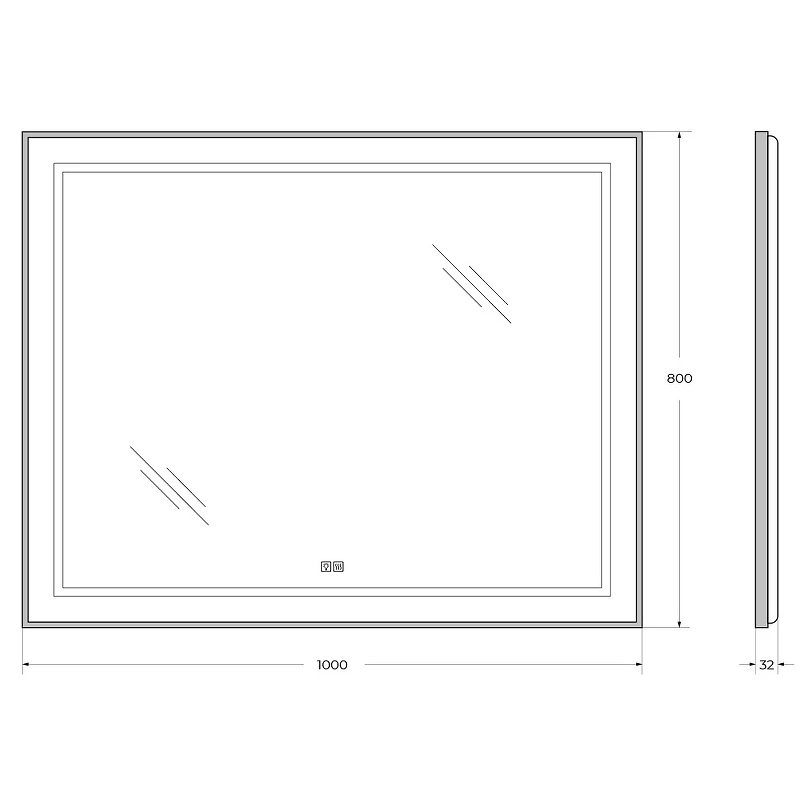 Зеркало BelBagno Kraft 100 SPC-KRAFT-1000-800-LED-TCH-WARM с подсветкой Сатин с сенсорным выключателем и подогревом стекло