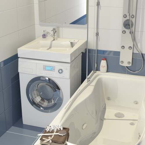 Раковина Altasan Quadro 60x60 UPP60QUADROs на стиральную машину Белая искусственный камень (литьевой мрамор) на стиральную машину