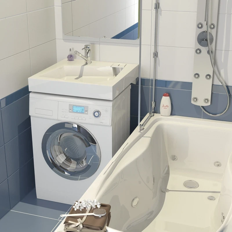 Раковина Altasan Quadro 60x60 UPP60QUADROs на стиральную машину Белая искусственный камень (литьевой мрамор) на стиральную машину