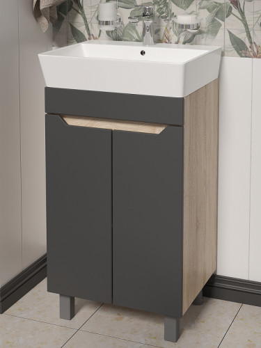 Тумба с раковиной DIWO Архангельск 50 1108030 цвет Дуб сонома, Антрацит
