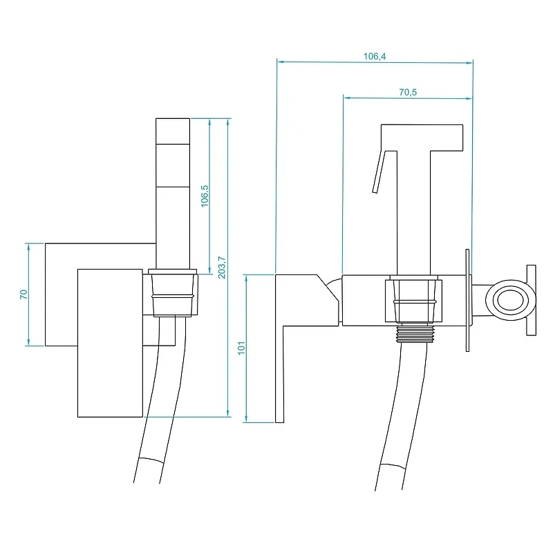 Гигиенический душ со смесителем RGW Shower Panels SP-207 511408207-01 Хром латунь на стену
