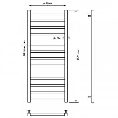 Водяной полотенцесушитель Comfysan Pioli-K W-10 100x40 014407 Черный матовый