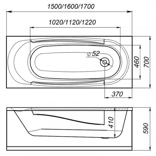 Акриловая ванна Melodia della vita Standard 170х70 MBHR00817070 без гидромассажа