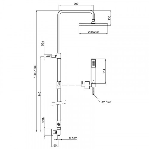 Душевая система Webert Comfort AC0675015PVC Хром латунь на стену