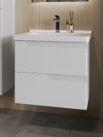 Тумба с раковиной Orange Topline-Milano 65 TP-M65-02+RA подвесная Белый глянец МДФ / ЛДСП