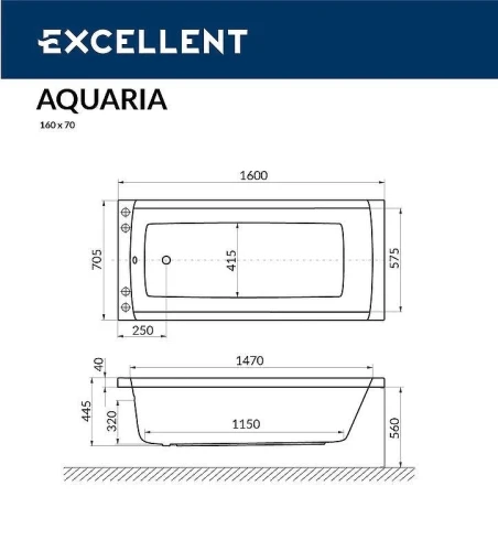 Акриловая ванна Excellent Aquaria 160x70 WAEX.AQU16.SOFT.BR с гидромассажем