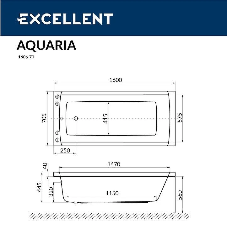 Акриловая ванна Excellent Aquaria 160x70 WAEX.AQU16.SOFT.BR с гидромассажем