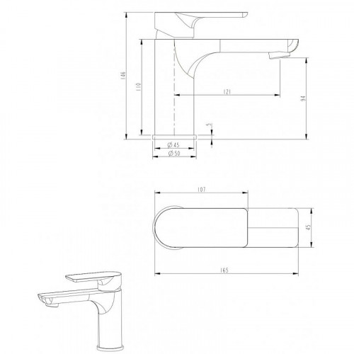 Смеситель для раковины Grocenberg GB2009BL Черный матовый