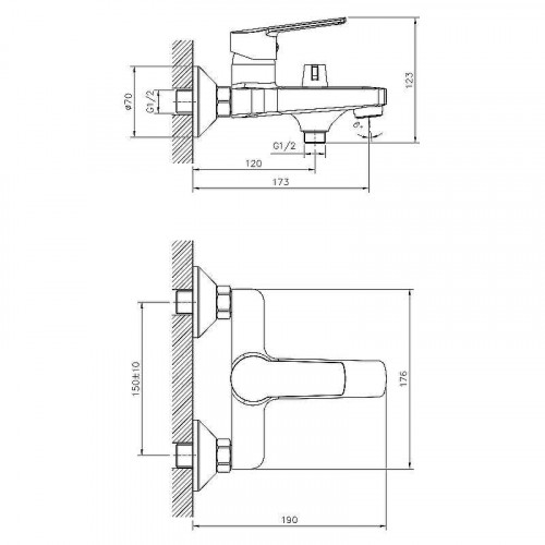 Смеситель для ванны Decoroom DR22036 Хром