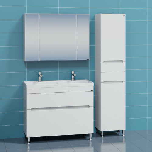 Тумба под раковину СанТа Лондон 100/2 2 ящика Белая МДФ / ЛДСП