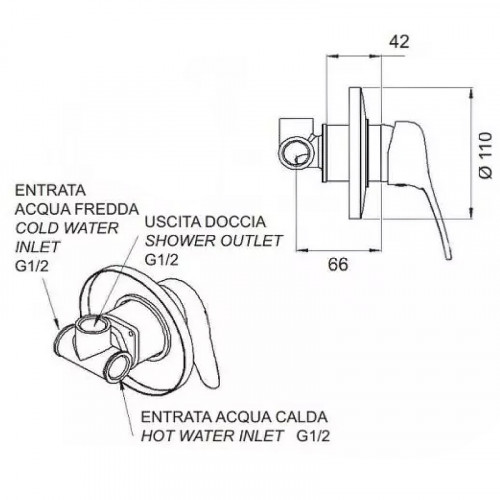 Смеситель для душа Remer Musa M30 Хром латунь встраиваемый