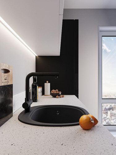 Смеситель для кухни Emar Quartz 7017.8 цвет Морион