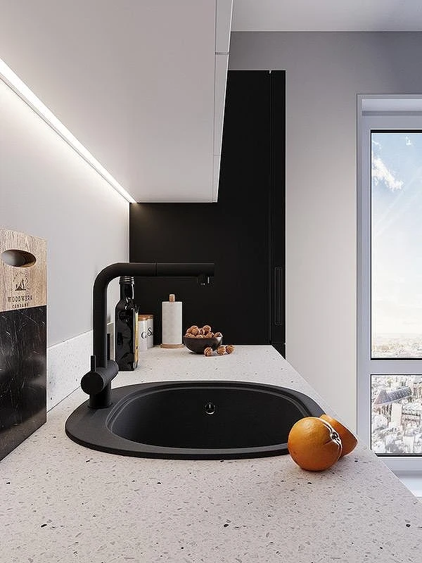 Смеситель для кухни Emar Quartz 7017.8 цвет Морион
