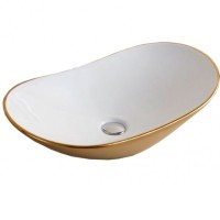 Раковина CeramaLux 61 7811AJW Золотая фаянс накладная