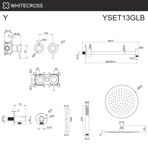 Душевая система Whitecross Y brushed gold YSET13GLB цвет Золото брашированное