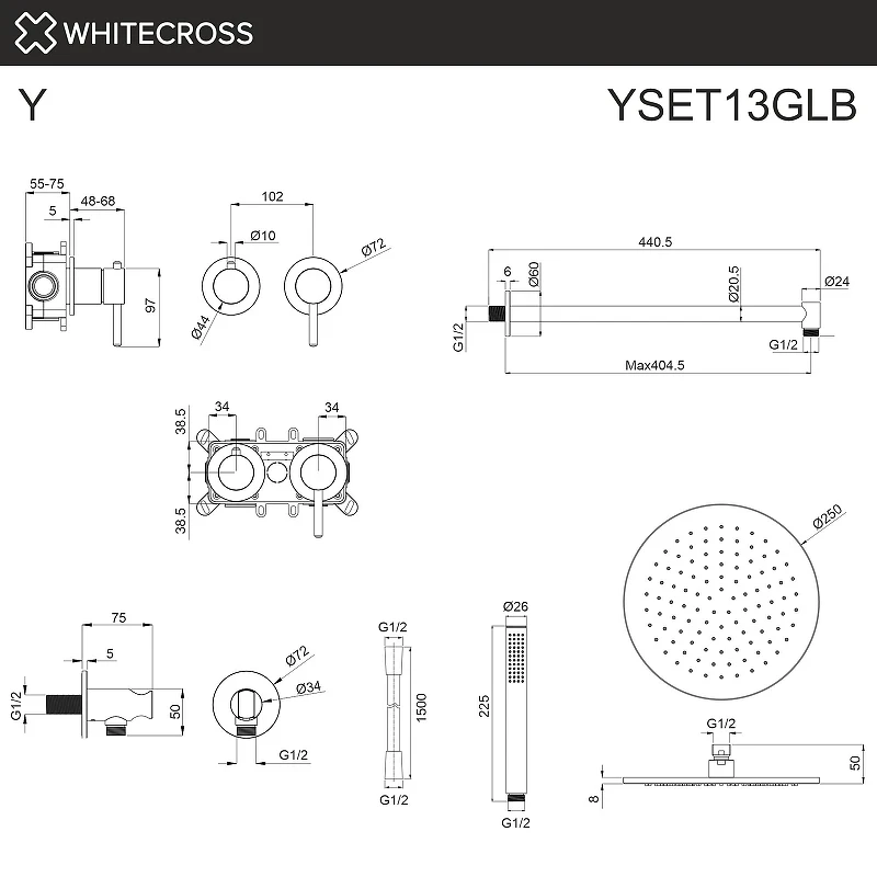 Душевая система Whitecross Y brushed gold YSET13GLB цвет Золото брашированное