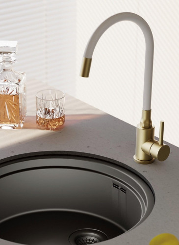 Смеситель для кухни Belz B73810-5 цвет Брашированное золото Белый