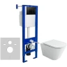 Унитаз с инсталляцией Ceramicanova Union CN4009T + Berges Atom 410 040332 с сиденьем Микролифт и Черной матовой клавишей смыва